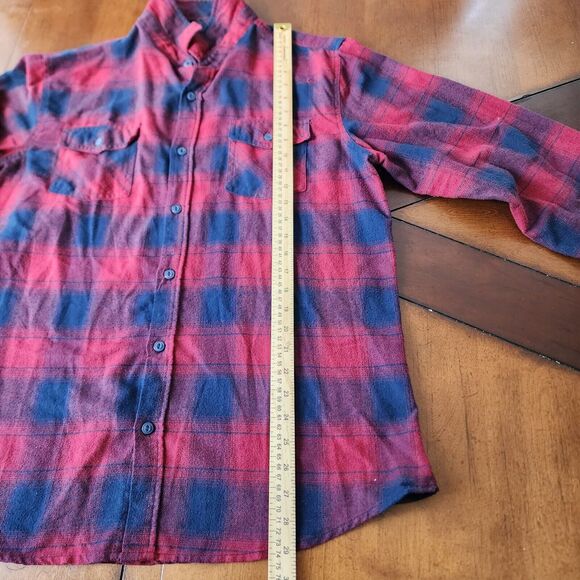 Burnside Flannel Long Sleeve Button Down Plaid Men Shirt Size M - Picture 4 of 12